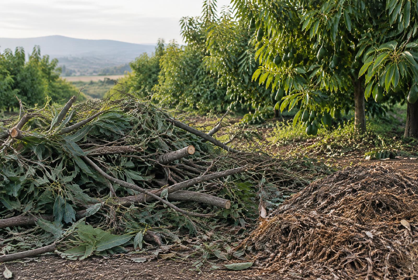 Illustrative image — orchard prunings. Not a CTS site.